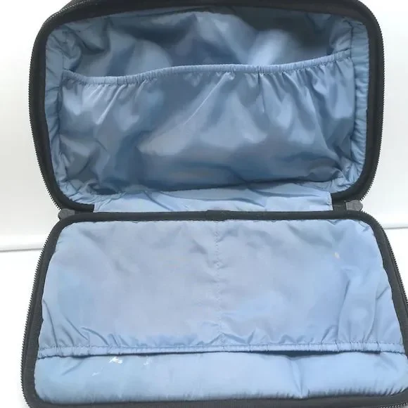 Prada Toiletry Bag Black Nylon & Saffiano Leather Top Handle Travel Pouch - Picture 10 of 12